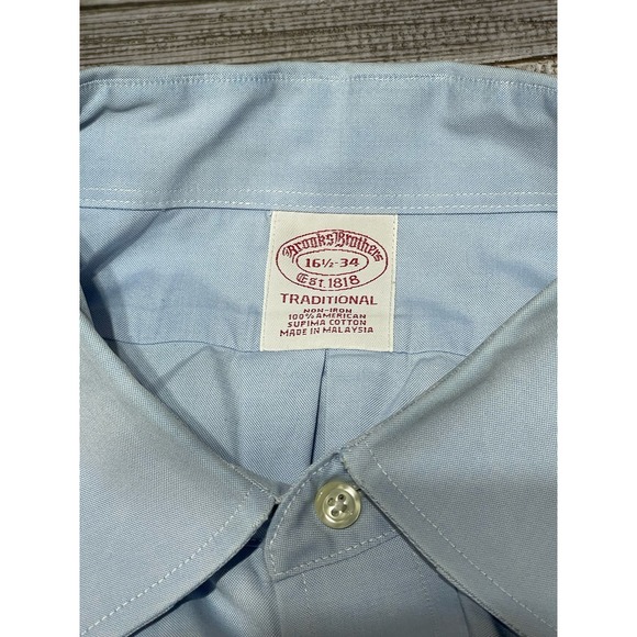 Brooks Brothers‎ Men’s Dress Shirt Light Blue 16.5-34 - Picture 4 of 6